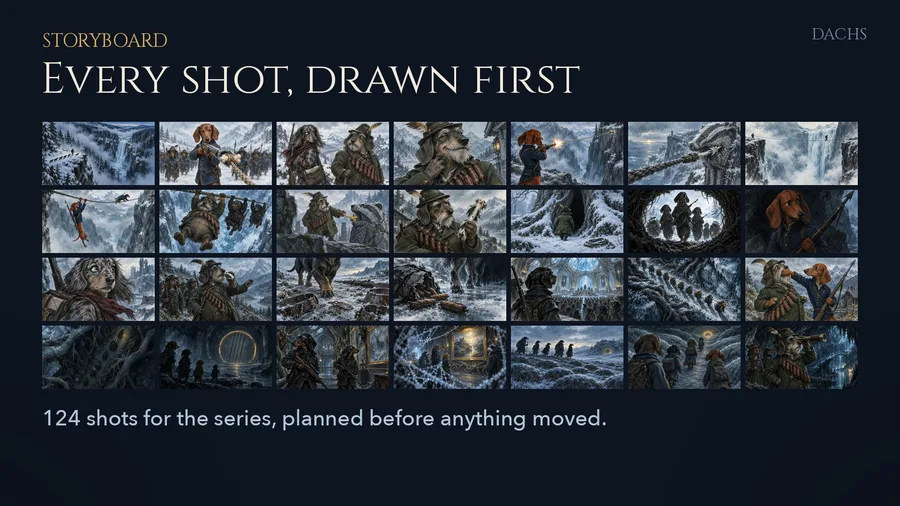 Storyboard — every shot drawn before a single frame moves